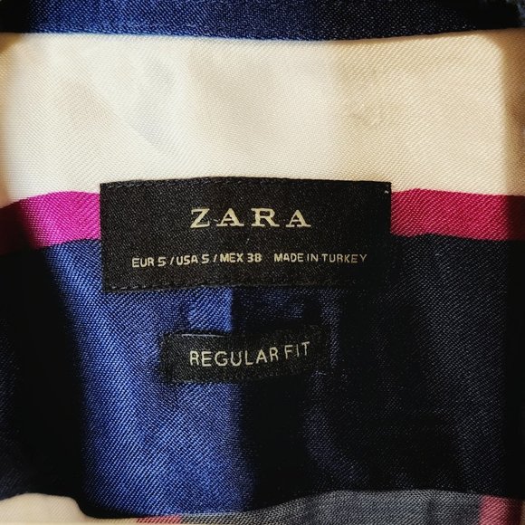 Zara Men Striped Satin Long Sleeve Shirt (Small) - Picture 3 of 3
